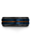 Groove Wedding Band for Male Tungsten Band for Guy Engraved Blue Ring - Charming Jewelers