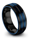 Customized Wedding Ring Tungsten Blue Black Rings Engraved Blue Band Birth Day - Charming Jewelers