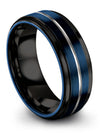 Weddings Bands for Husband Tungsten Ring for Woman Engagement Small Band Blue - Charming Jewelers