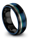 Wedding Rings for Female Engraving Tungsten Wedding Band for Male Blue and Teal - Charming Jewelers