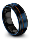 Personalized Wedding Band Set Engraved Tungsten Blue Engagement Womans Band - Charming Jewelers