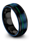 Blue Matching Promise Rings for Couples Tungsten Engagement Men&#39;s Band - Charming Jewelers