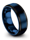 Wedding Bands for Him 8mm Tungsten Ring for Female Wedding Ring Blue Plain - Charming Jewelers
