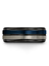 Couple Wedding Band for Him and Him 8mm Tungsten Blue Band Blue Plain Rings - Charming Jewelers