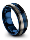 Womans Wedding Ring Blue Engravable Mens Blue Tungsten Carbide Wedding Band - Charming Jewelers