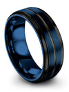 Engagement and Wedding Rings Set Wedding Ring for Guy Tungsten Blue Mid Finger - Charming Jewelers