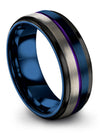 Blue Anniversary Band Husband and Husband Guys Blue Tungsten Mens Promise Ring - Charming Jewelers