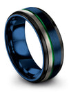 Woman&#39;s 8mm Wedding Bands Tungsten Ring Blue Green Him Day Idea Marry Bands - Charming Jewelers