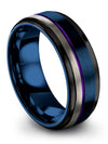 Unique Promise Bands Personalized Tungsten Bands for Mens Blue and Purple - Charming Jewelers