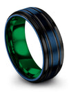 Unique Promise Bands Personalized Tungsten Bands for Mens Blue and Black - Charming Jewelers