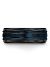 Guy Blue Wedding Ring 8mm Rare Tungsten Bands 8mm Blue Rings Set Couples Bands - Charming Jewelers