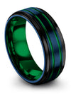 Blue Jewelry Tungsten Band Blue Cute Promise Band for Couples Bands Sets Couples - Charming Jewelers