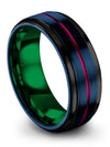 Matte Blue Ladies Wedding Ring Brushed Tungsten Wedding Ring Midi Bands for Man - Charming Jewelers