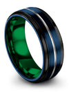 Wedding Sets for Ladies Tungsten Blue and Grey Rings Engraved Bands for Couples - Charming Jewelers