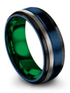 Guy Wedding Bands Blue Groove Guy Wedding Band Tungsten Blue 8mm Alternative - Charming Jewelers