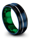 Men Rings Wedding Simple Tungsten Band Blue Metal Band for Ladies Promise Ring - Charming Jewelers