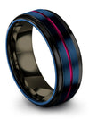 Brushed Tungsten Wedding Rings Blue Wedding Band Tungsten Modern Ring Mens Gift - Charming Jewelers