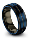 8mm Guy Wedding Ring Matching Tungsten Wedding Bands Blue Plated Blue - Charming Jewelers