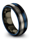 Wedding Band Personalized 8mm Blue Tungsten Male Wedding Bands Blue Ring - Charming Jewelers