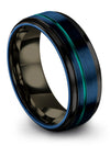 Men&#39;s Wedding Bands Sets Blue Tungsten Band for Guys 8mm Promise Band for Wife - Charming Jewelers