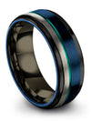8mm Blue Promise Band Tungsten Carbide Men Band Love Bands for His Blue - Charming Jewelers