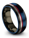 Personalized Wedding Rings Girlfriend and Husband Blue Tungsten Band 8mm - Charming Jewelers