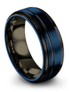 Men&#39;s Wedding Ring Tungsten Blue 8mm Tungsten Engraved
