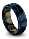 Men&#39;s Wedding Ring Tungsten Blue 8mm Tungsten Engraved Woman&#39;s Promise Bands - Charming Jewelers