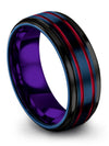 Guy Slim Wedding Band Tungsten and Blue Wedding Bands for Woman Handmade Bands - Charming Jewelers