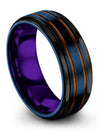 Dainty Promise Band Tungsten 8mm Wedding Band Blue Ring Jewelry for Men&#39;s - Charming Jewelers