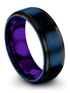 Wedding Couple Band Set Rare Tungsten Rings Blue Engagement Ladies Rings Men&#39;s - Charming Jewelers