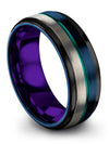 Blue Gunmetal Wedding Ring for Boyfriend Mens Blue Tungsten Wedding Band - Charming Jewelers