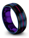 Mens Wedding Rings Brushed Blue Personalized Lady Band Tungsten Plain Band Set - Charming Jewelers