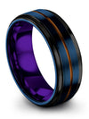 Blue Wedding Rings for Men&#39;s Tungsten Woman Bands Blue and Copper Promise Rings - Charming Jewelers
