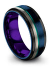 8mm Womans Promise Rings Tungsten Bands Brushed Blue Bands for Me Gift - Charming Jewelers