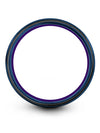 Men 8mm Blue Wedding Bands Tungsten Carbide Blue Brushed Blue Ring Present - Charming Jewelers