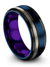Matching Wedding Rings Blue Ladies Tungsten Wedding Rings Engraved Couples Band - Charming Jewelers