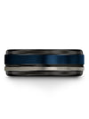 Guy Blue Wedding Tungsten Rings for Woman 8mm Brushed Primise Ring Blue Wedding - Charming Jewelers