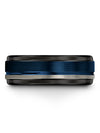 Wedding Ring Band Set Tungsten Ring for Lady Brushed Matching Blue Band - Charming Jewelers
