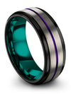 Grey and Purple Mens Wedding Band Grey Mens Tungsten Wedding Ring Promise Rings - Charming Jewelers