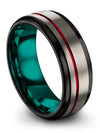 Anniversary Band Set Mens Engagement Female Band Tungsten Carbide Grey Ring - Charming Jewelers