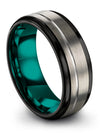 Modern Wedding Band for Man Tungsten Rings for Men&#39;s Grey 8mm Grey Band Custom - Charming Jewelers