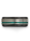 Wedding Bands for Husband Grey Tungsten Carbide Ring Grey Teal Ring - Charming Jewelers