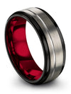 Tungsten Anniversary Ring Grey and Grey Rare Wedding Rings Minimalistic Band - Charming Jewelers