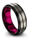 Womans Grey Metal Promise Rings Tungsten Carbide Band Him and Husband Modernist - Charming Jewelers