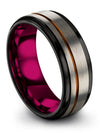 Wedding Grey Ring for Men&#39;s Grey Tungsten Rings 8mm Midi Bands Grey Set Grey - Charming Jewelers