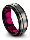 Grey Blue Line Anniversary Ring Tungsten Rings Bands Set Grey Set for Men&#39;s - Charming Jewelers