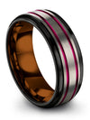 Grey Wide Female Wedding Band Tungsten Ring Engraved Matching for Couples Bands - Charming Jewelers