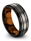 Personalized Anniversary Band Sets Tungsten Couples Rings Sets Grey Plated Grey - Charming Jewelers