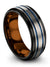 8mm Blue Line Wedding Band Tungsten Engagement Rings